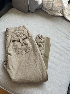 Women’s Khaki Cargo Jogger Pants - Casual Cotton Blend